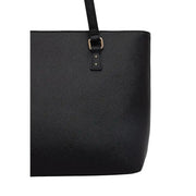 Liu Jo black polyurethane tote bag with textured finish gold tone metal buckle and strap with inside pocket