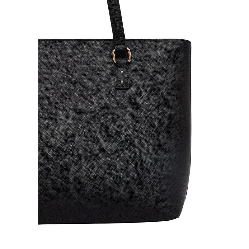 Liu Jo black polyurethane tote bag with textured finish gold tone metal buckle and strap with inside pocket