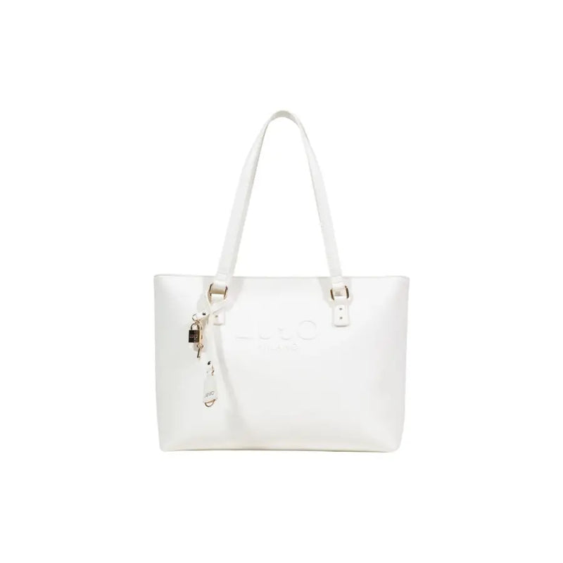 cuir blanc Liu Jo Sac cabas avec détails dorés et breloque cadenas