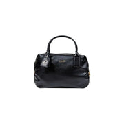 Black leather handbag with top handle and detachable luggage tag for Liu Jo Black Polyurethane Handbag With Shoulder Strap