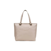 Light gold Liu Jo tote bag with two top handles displayed with Liu Jo Black Polyurethane Handbag with Zip and Inside Pocket