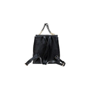 Liu Jo Black Polyurethane Rucksack with gold and black chain top handle and adjustable straps