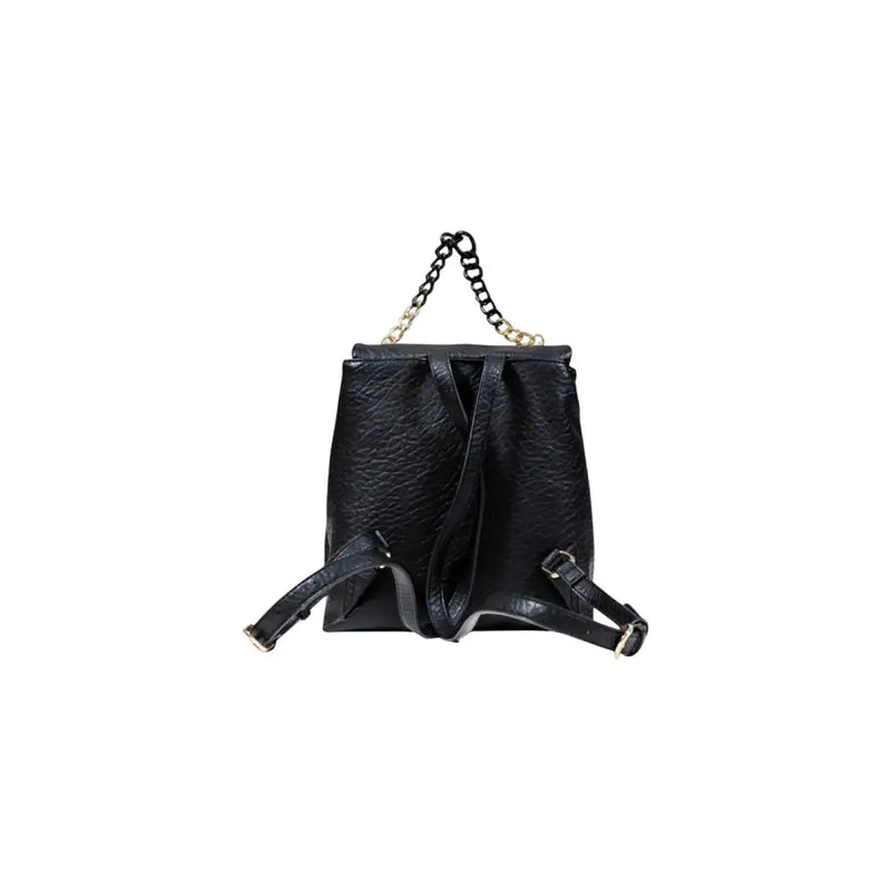 Liu Jo Black Polyurethane Rucksack with gold and black chain top handle and adjustable straps
