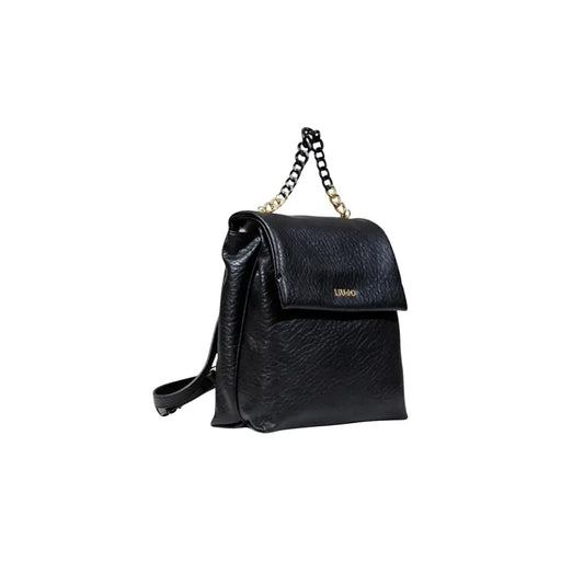 Black leather Liu Jo backpack with gold and black chain top handle for Fall Winter collection