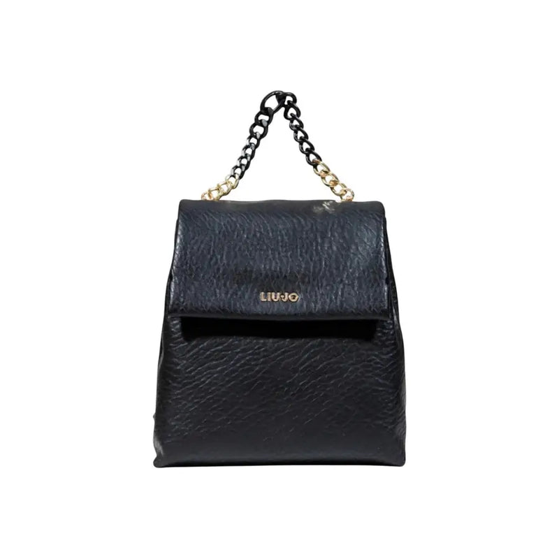 Black textured leather handbag with gold and black chain strap from Liu Jo Fall Winter Collection