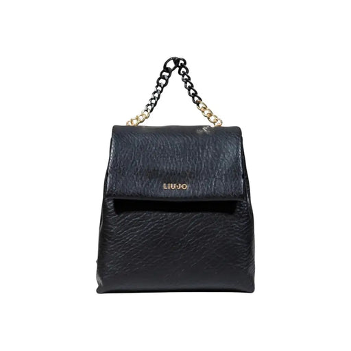 Black textured leather handbag with gold and black chain strap from Liu Jo Fall Winter Collection