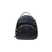 Black embossed leather backpack with gold zippers from Liu Jo Polyurethane Rucksack collection