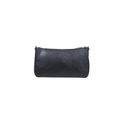 Liu Jo black textured leather clutch shoulder bag with gold-tone zipper and zip pocket in polyurethane material