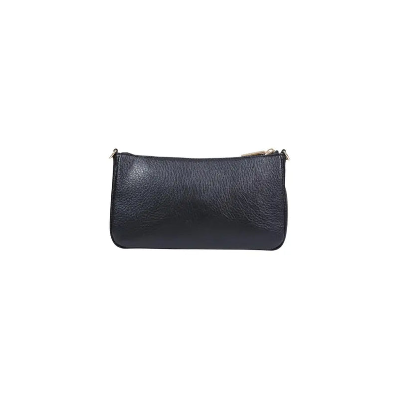 Liu Jo black textured leather clutch shoulder bag with gold-tone zipper and zip pocket in polyurethane material