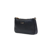 Liu Jo black textured leather clutch with gold-tone zipper and brand logo featuring polyurethane shoulder bag design