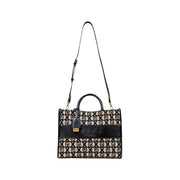 Black and cream patterned Liu Jo tote bag with top handle and detachable shoulder strap