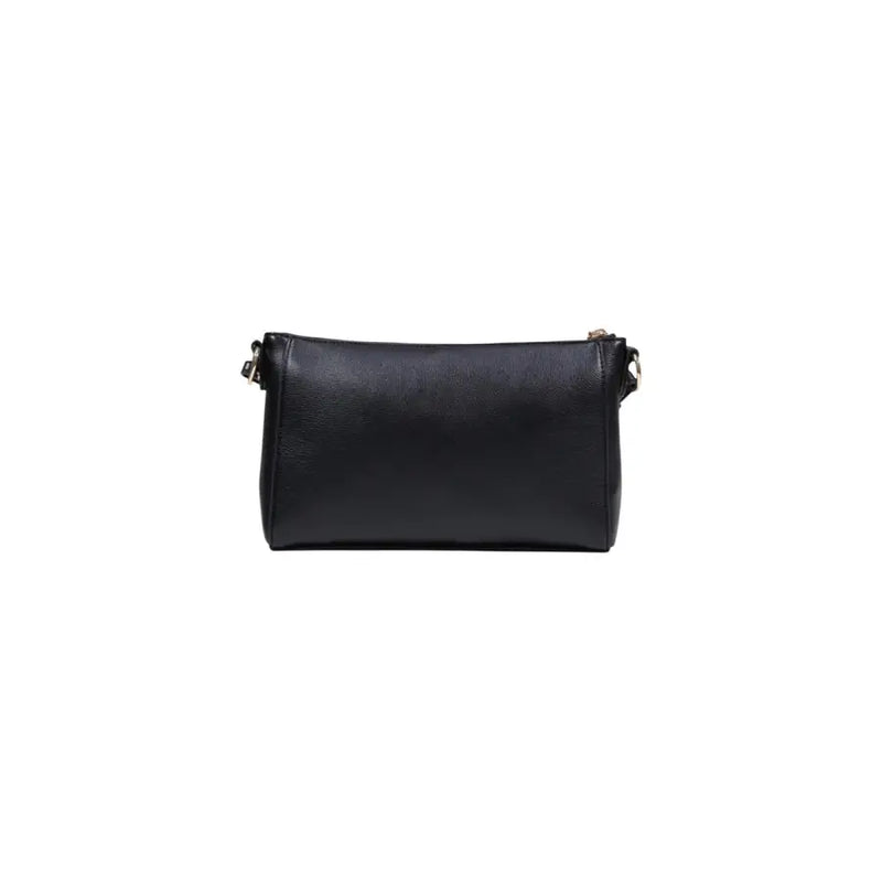 Liu jo black leather crossbody bag with gold-tone zipper and hardware featuring multiple pockets for organization