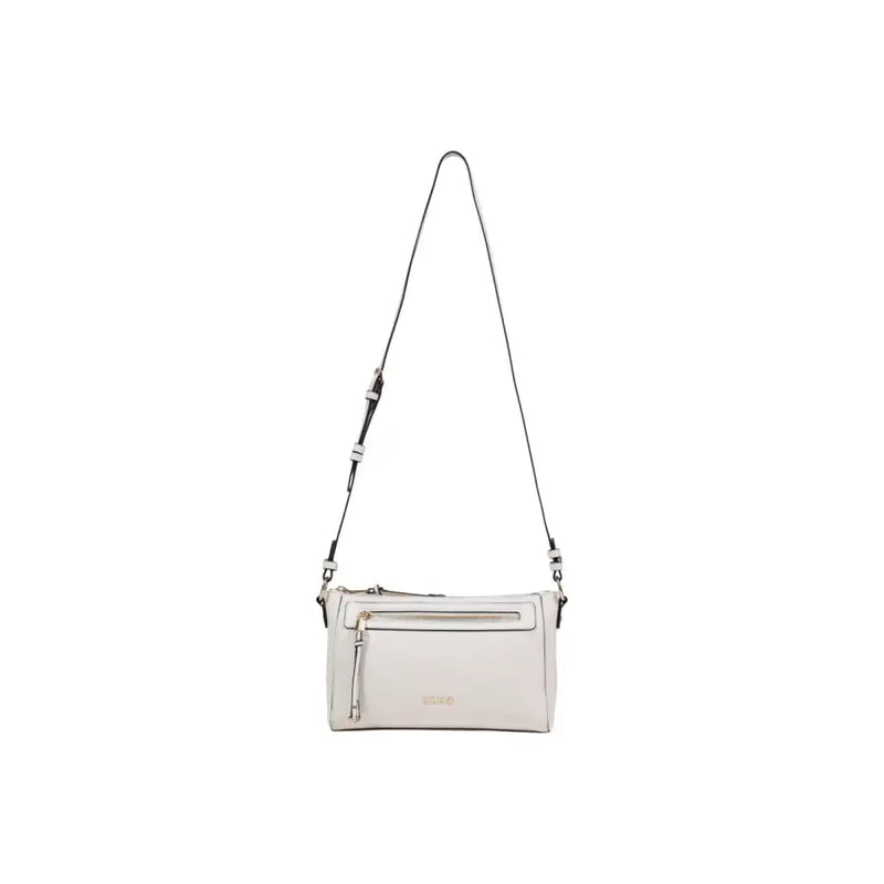Liu Jo Sac bandoulière noir zippé en cuir blanc cassé avec bandoulière noire et finitions dorées
