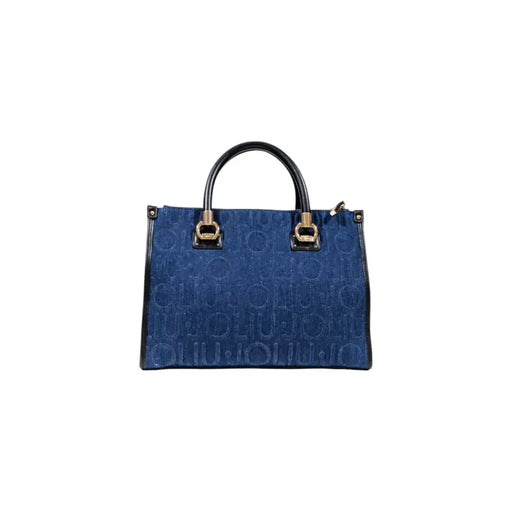 Blue denim tote bag with black handles and gold-tone hardware from Liu Jo Blue Cotton Blend Handbag collection