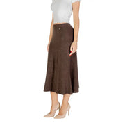 Liu jo brown polka dot mid-calf skirt with subtle glittery texture and flared hem for fall winter wear