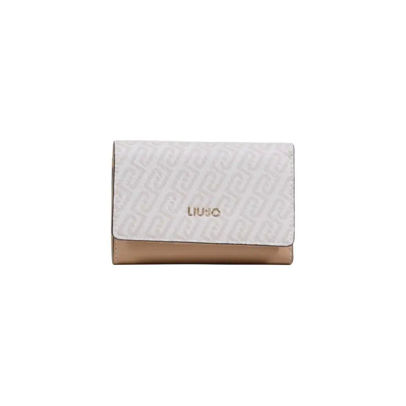 Liu Jo white and beige two-tone button wallet with embossed logo