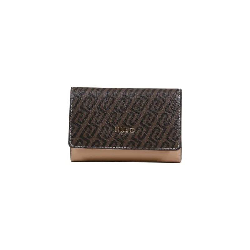 Brown Liu Jo leather wallet with monogram pattern and tan base