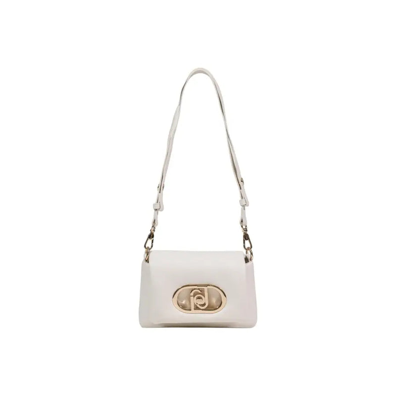 Liu Jo white polyurethane shoulder bag with sleek leather crossbody design and gold tone logo clasp closure