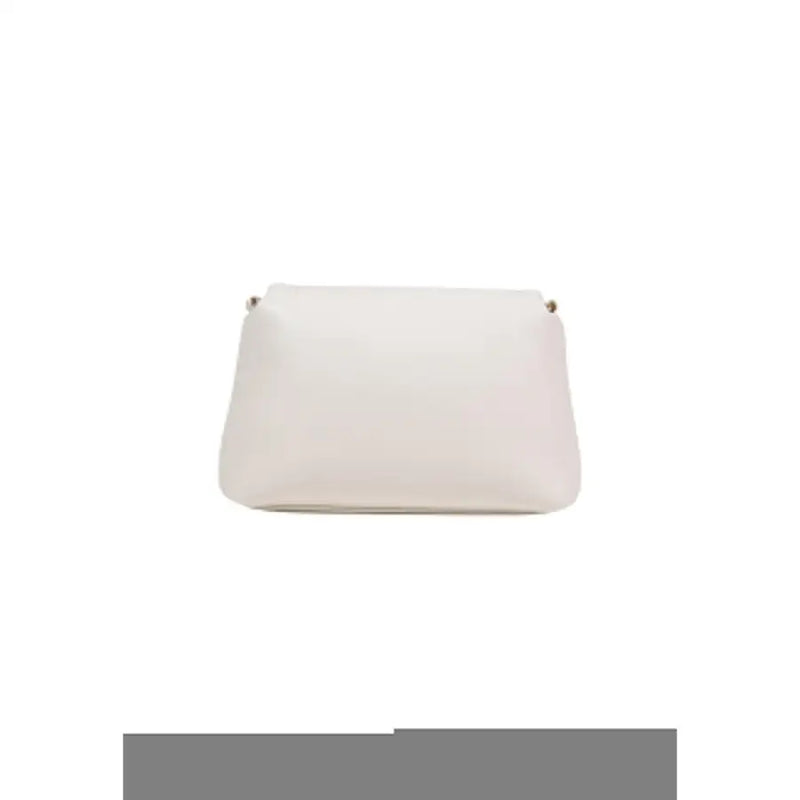 A sleek minimalist white Liu Jo polyurethane shoulder bag with button closure and subtle metallic hardware accents