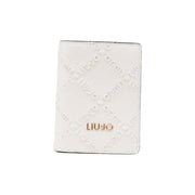 White Liu Jo quilted diamond passport holder with gold-tone logo in zip wallet