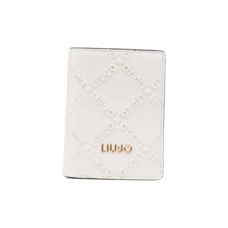 White Liu Jo quilted diamond passport holder with gold-tone logo in zip wallet