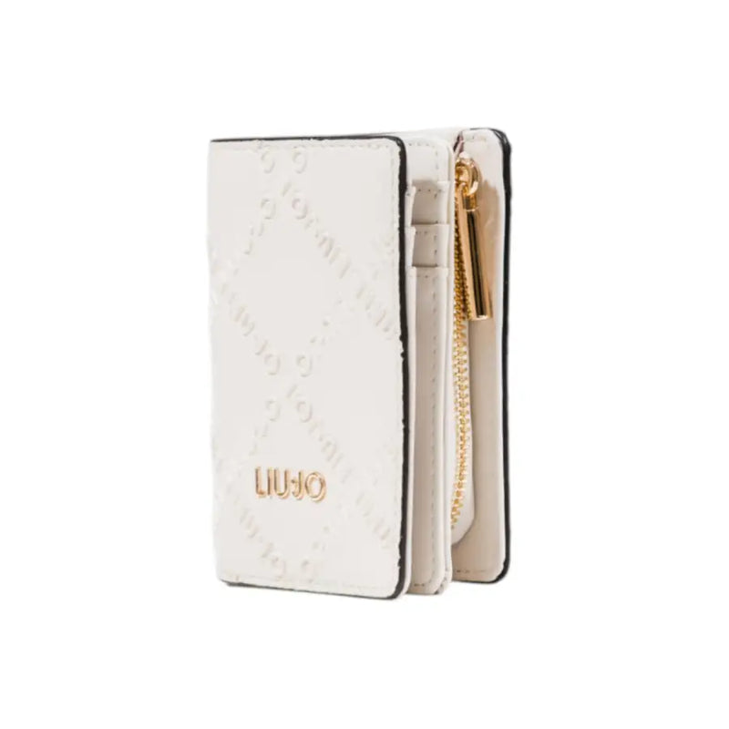 White Liu Jo polyurethane zip wallet with embossed logo and gold zipper