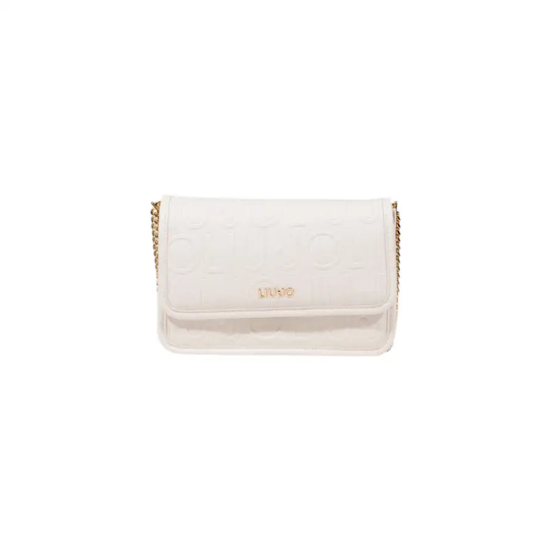 White quilted PU crossbody bag with gold chain strap and logo for Liu Jo White PU Shoulder Bag