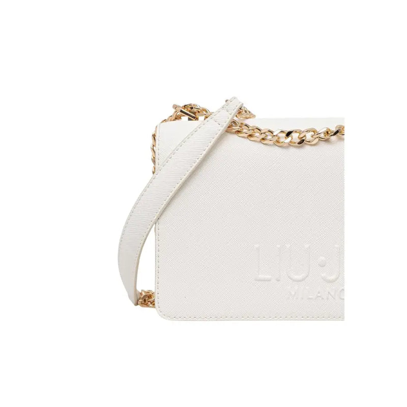 Liu Jo Sac bandoulière en cuir blanc texturé avec bandoulière chaîne dorée