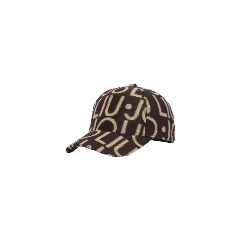 Brown liu jo women beige polyester baseball cap with repeating cream colored ju logo pattern