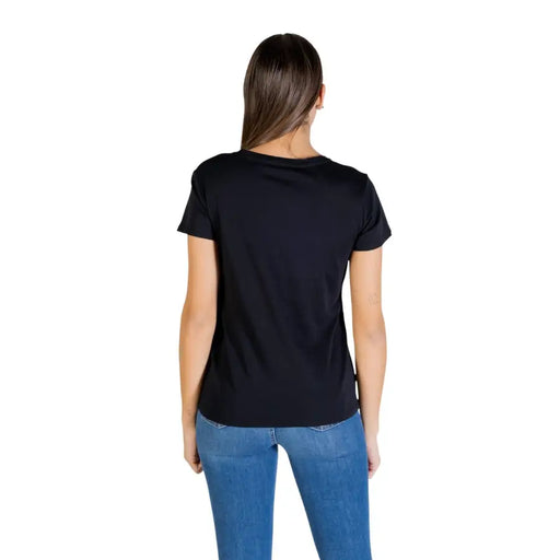 Liu Jo women black cotton round neck short-sleeved t-shirt