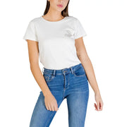 Liu Jo women black cotton round neck t-shirt with silver embroidery