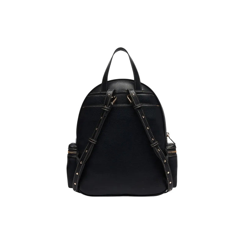 Liu Jo women black faux leather backpack bag with studded straps and side zippered pockets 30 cm