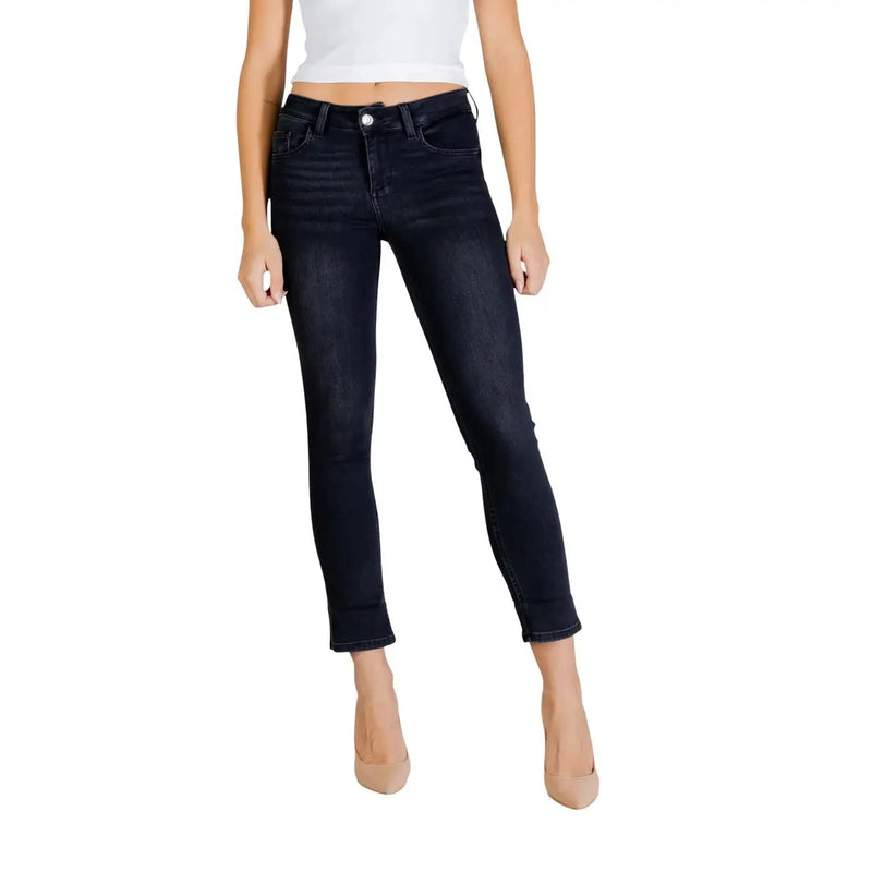 Jean skinny Liu Jo pour femme, bleu marine, en mélange de coton, délavage foncé, taille haute et ourlet court