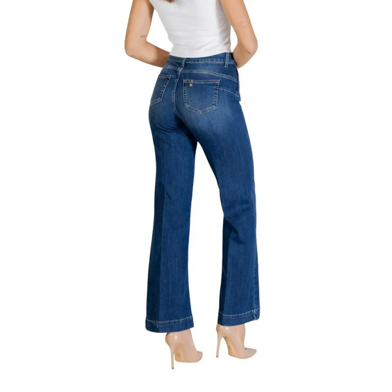 Liu Jo Jean évasé bleu denim pour femme, vue de dos, avec poches classiques