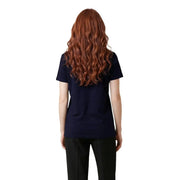 Liu Jo women blue cotton rhinestone round neck navy blue short-sleeved t shirt with a simple clean design