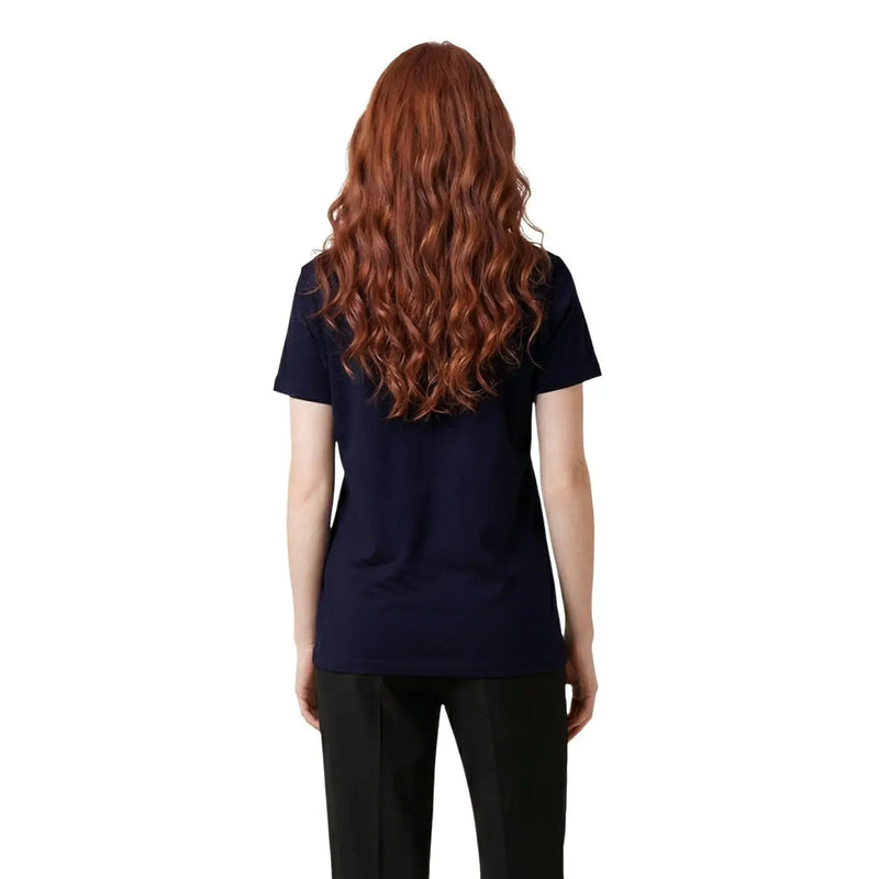 Liu Jo women blue cotton rhinestone round neck navy blue short-sleeved t shirt with a simple clean design