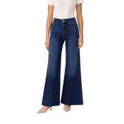 Jean en denim bleu foncé taille haute évasé avec une coupe classique à cinq poches en coton stretch par Liu Jo femmes