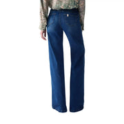 Liu Jo Jean en coton stretch bleu foncé pour femme, coupe droite et délavage subtil aux cuisses.