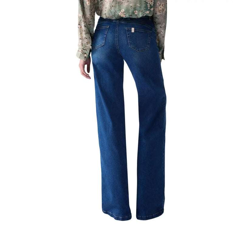 Liu Jo Jean en coton stretch bleu foncé pour femme, coupe droite et délavage subtil aux cuisses.