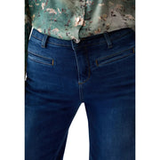 Liu Jo Jean stretch en coton bleu pour femme, en denim bleu foncé, avec une coupe classique à cinq poches et un délavage subtil aux cuisses.