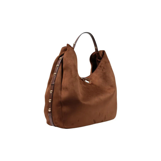 Sac hobo Liu Jo pour femme en daim marron avec bandoulière en cuir et clous métalliques, en polyuréthane, 48 x 34 cm
