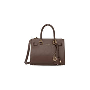 Liu Jo women brown polyurethane shopping bag 32cm with braided leather handles gold-tone hardware and detachable strap