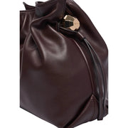 Liu jo women brown polyurethane shopping bag 32cm with dark brown leather and gold-tone geometric clasp