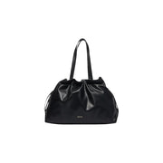 Liu jo women brown polyurethane shopping bag 32cm with minimalist black leather drawstring tote design and subtle logo