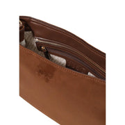 Liu jo women brown small handbag in polyester with a zipper pocket and embossed brand logo on the exterior