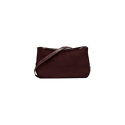 Liu Jo women brown small handbag with a sleek dark burgundy polyester body and contrasting brown leather strap