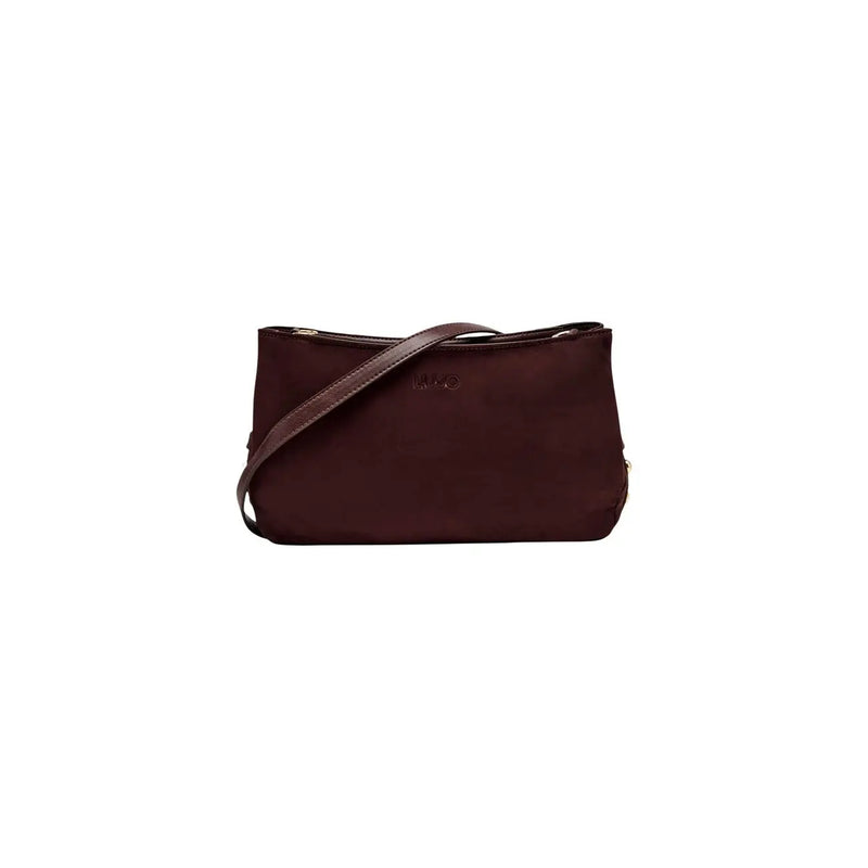 Liu Jo women brown small handbag with a sleek dark burgundy polyester body and contrasting brown leather strap