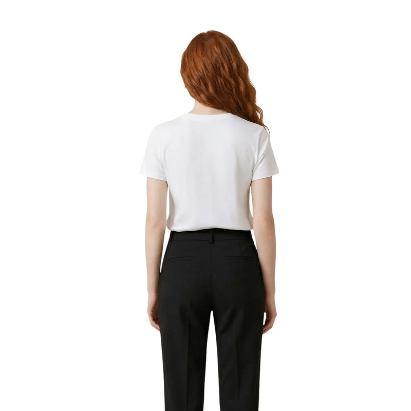 Liu Jo women cotton rhinestone round neck t shirt white with short sleeves and minimalist design