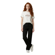 Liu Jo women cotton beige short sleeve round neck t shirt with cream embroidered Kenzo logo on the front