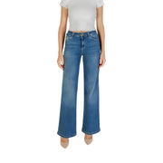Liu Jo Jean en denim pour femme, bleu moyen, mélange de coton, taille haute, coupe large et design classique à cinq poches.